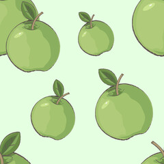 seamless background with green apples