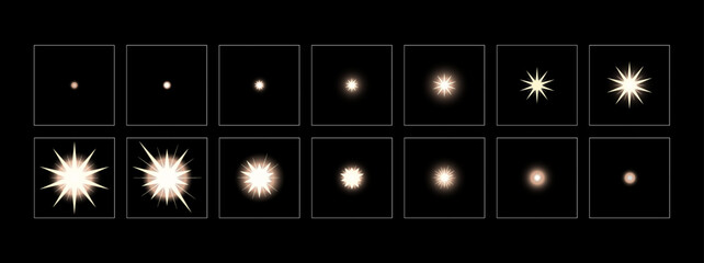 Colorful shine light FX. Shine effect sprite sheet for animation and motion design.