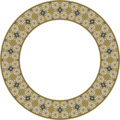 Vintage botanic garden retro pattern stylish round frame