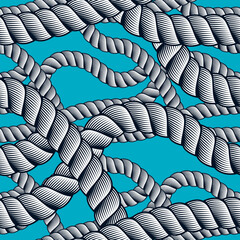 Seamless pattern rope woven vector, abstract illustrative background. Navy tangled marine ropes endless design. Usable for fabric, wallpaper, wrapping, web and print. © Sylverarts