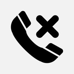 Missed call icon in solid style about communication, use for website mobile app presentation