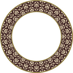 Vintage pattern stylish round frame botanic garden, flower leaf
