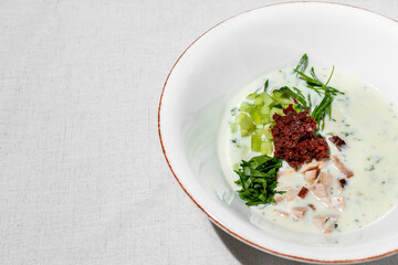Okroshka with kefir.