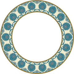 Vintage botanic garden retro pattern stylish round frame