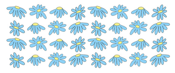 wzór z niebieskimi polnymi kwiatami - obrazy, fototapety, plakaty