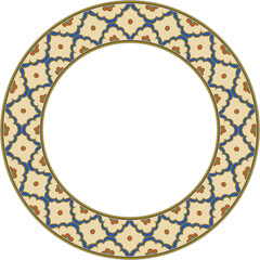 Vintage botanic garden retro pattern stylish round frame