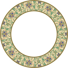 Vintage pattern stylish round frame botanic garden flower leaf