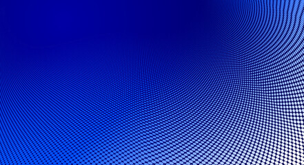 Dark blue dots in 3D perspective vector abstract background, multimedia internet information theme, wave stream of science technology or business blank template for ads.