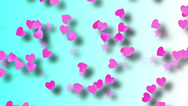 Pink confetti love hearts and stars