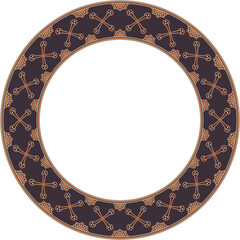 Vintage botanic garden retro pattern stylish round frame