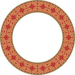 Vintage pattern stylish round frame golden curve cross dot line