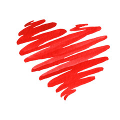 Fototapeta premium Watercolor red heart. Hand painted illustration. Isolated on transparent.