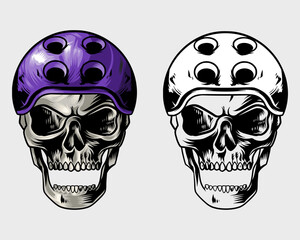skull with cool color skateboard helmet