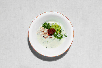 Okroshka with kefir.