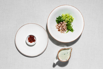 Okroshka with kefir.
