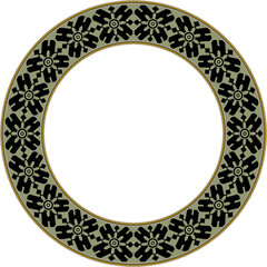 Vintage botanic garden retro pattern stylish round frame