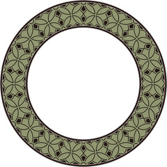 Vintage botanic garden retro pattern stylish round frame