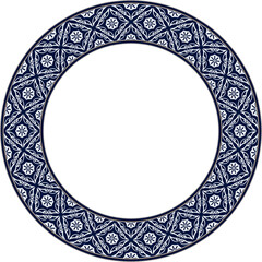 Vintage botanic garden retro pattern stylish round frame