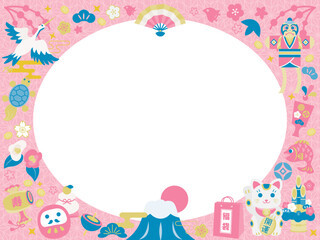 お正月の縁起物のフレーム