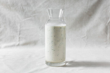 Turkish drink Ayran with dill