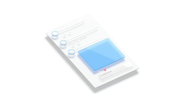 Social media app interface frame, like and comment, looped switch