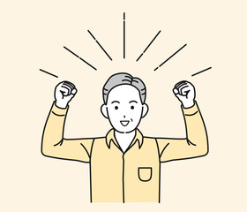 元気で健康な中年の男性　笑顔　イラスト