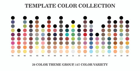 Trend Color palette blend 2023. 20 vector color palette groups, with 147 color variations