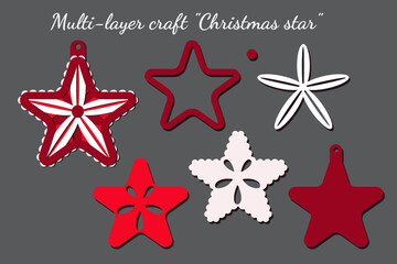 Multilayer 3D craft "Christmas star". New Year's, Christmas volumetric decor. File to cut.