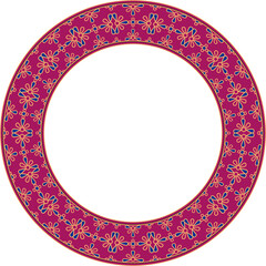 Vintage botanic garden retro pink pattern stylish round frame