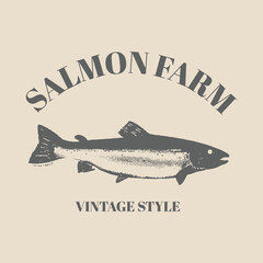 salmon fish logo seafood retro hipster vintage label badge vector illustration template design 