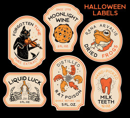 Halloween Bottle Labels and Potion Labels. Vector Illustration. - 531643512