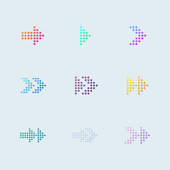 Arrow signs collection in gradient colors. Direction symbol set.