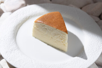 cream cake in a white plate