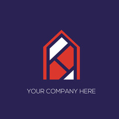 Real estate logo. House, building, construction icon isolated on dark background. Geometric style property illustration. Architecture design.