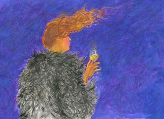 Kussenhoes woman with glasses. watercolor  illustration © Anna Ismagilova