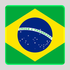 3D Flag of Brazil on a avatar square background.