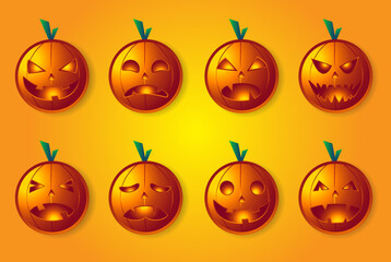 set of halloween pumpkins