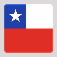 3D Flag of Chile on a avatar square background.
