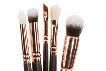 A set of isolated make-up brushes