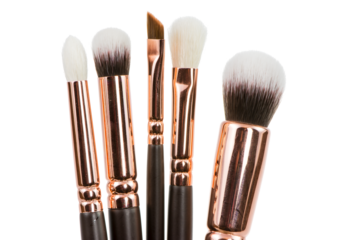 A set of isolated make-up brushes
