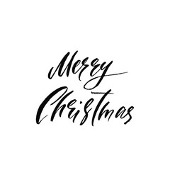 Merry Christmas. Holiday calligraphy phrase. Christmas typography greeting card. Sketch handwritten vector illustration EPS 10