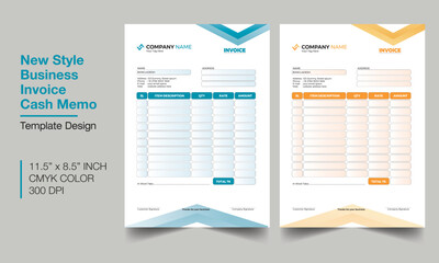 New Style Business Invoice Cash Memo Design