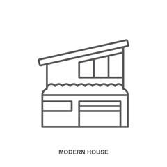 Modern house, mansion, residence, line illustration, real estate icon, illustration, logotype