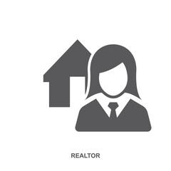 Realtor icon. Vector style is flat iconic symbol, gray color, white background.