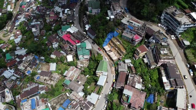 An aerial flight over the hill city of Kohima in Nagaland northeast India.