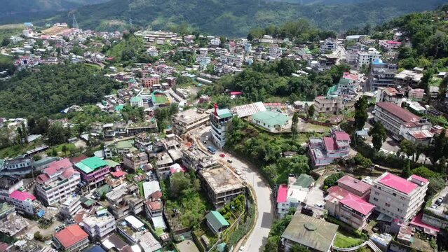 An incredible aerial view of the hill city of Kohima in Nagaland, India.