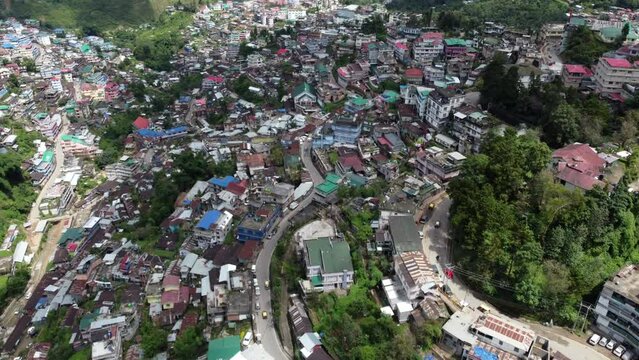 An incredible aerial view of the hill city of Kohima in Nagaland, India.