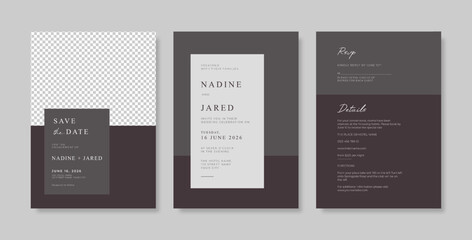 Simple and elegant wedding card template, set of beautiful wedding invitation template. minimalist wedding invitation template
