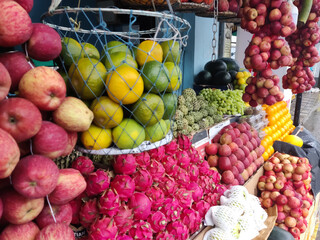 A local Indian fruit stall in state of kerala ,Local market retailer concept.
