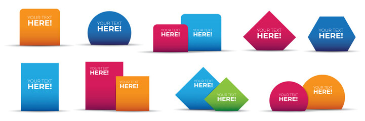 3D geometric shapes to put information with text. Colorful shapes with shadow. vector illustration.